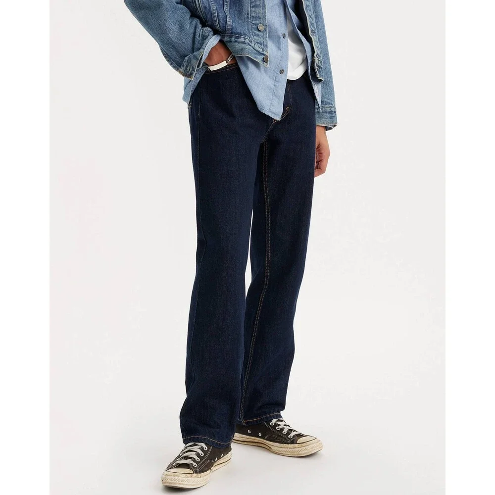 Levi's 505 Jeans Mens 36 X 34 Blue Denim Cotton Regular Fit Straight Leg QLW575 - Picture 6 of 10